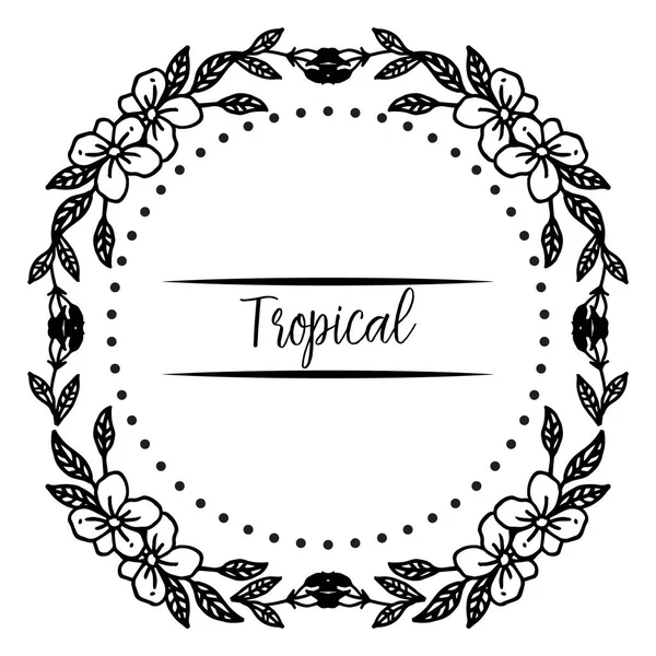 Patrón lindo marco de flores, decoración de la tarjeta de celebración tropical. Vector — Vector de stock