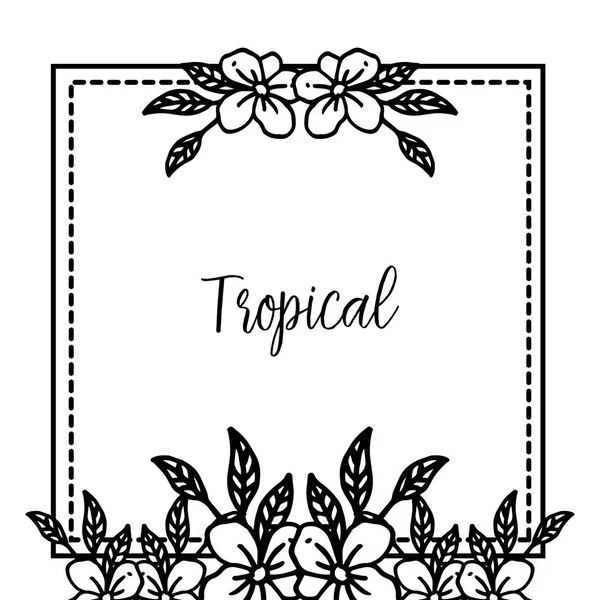 Marco de flores de primavera de diseño, para símbolo tropical, forma de tarjeta, pancartas, carteles. Vector — Vector de stock