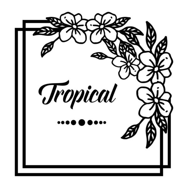 Marco de flores de primavera de diseño, para símbolo tropical, forma de tarjeta, pancartas, carteles. Vector — Vector de stock