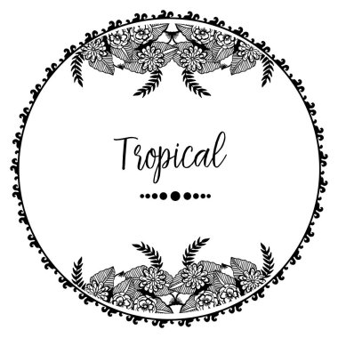 Dekorasyon çiçek çerçeve, stil tasarımı sevimli, tropikal kart süs için. Vektör