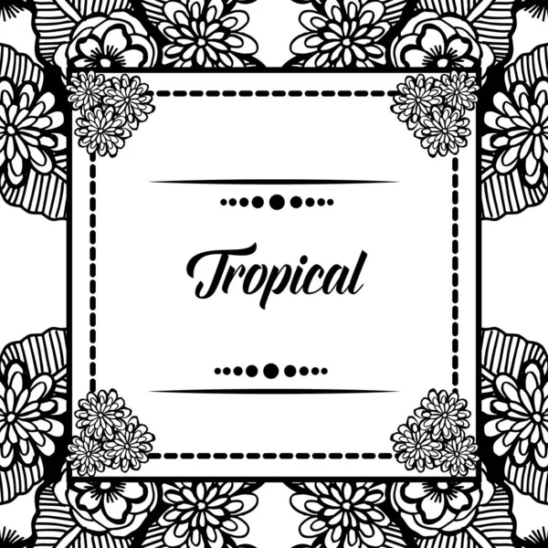 Fondos de pantalla tarjeta tropical, con marco de flores de primavera decoración. Vector — Vector de stock