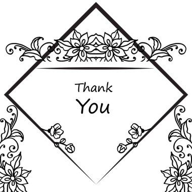 Kart, yaprak çiçek çerçeve desen ile teşekkür ederiz. Vektör