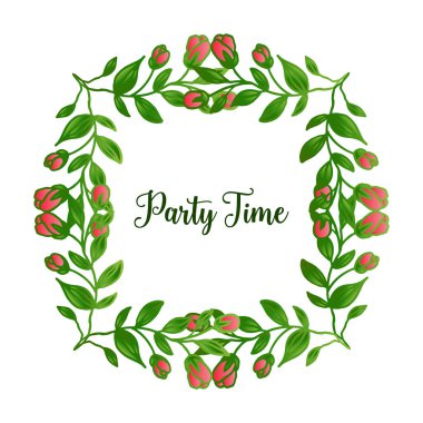 Çerçeve süsü, yaprak ve çiçek dekoratif, parti zaman metin kaligrafik için. Vektör