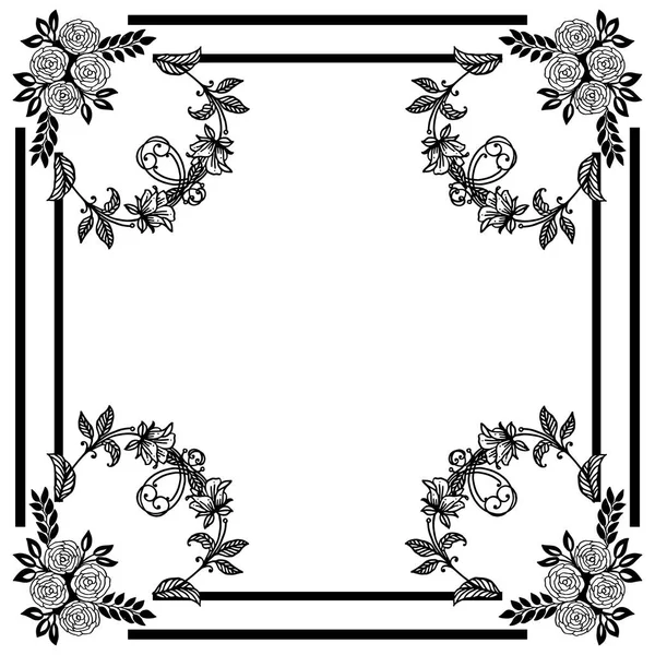 Pattern wallpaper of card, with sketch style of leaf wreath frame. Vector — Stock Vector