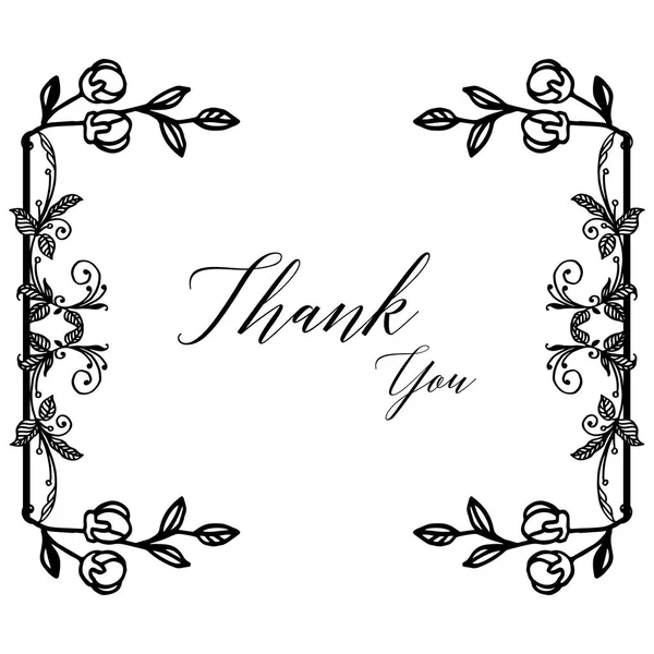 Çiçek çerçeve süsü ile siyah çizgi sanat, kaligrafik metin için teşekkür ederiz. Vektör