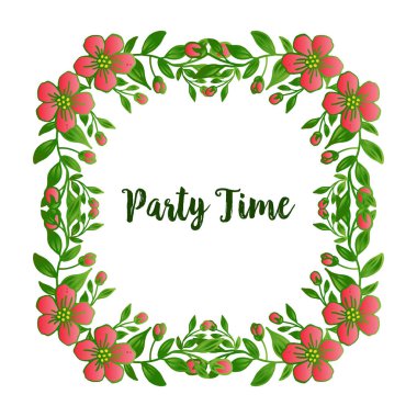 Stil benzersiz yaprak çiçek ile Vintage çerçeve, parti zaman el yazısı yazılı poster için. Vektör