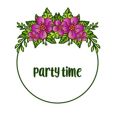 Yaratıcı arka plan mor çiçek çerçeve, parti zaman kartı süslü için. Vektör