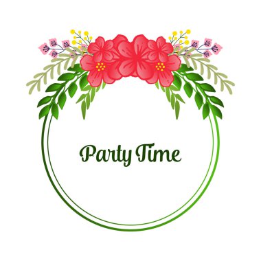 Özellik yeşil yapraklı çiçek çerçeve, parti zaman el yazısı metin için. Vektör