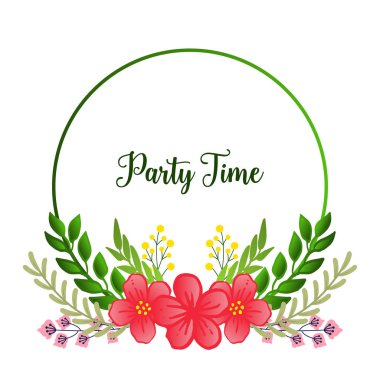 Özellik yeşil yapraklı çiçek çerçeve, parti zaman el yazısı metin için. Vektör