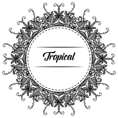 Şablon bahar çiçek çerçeve, tropikal kart tasarımı. Vektör