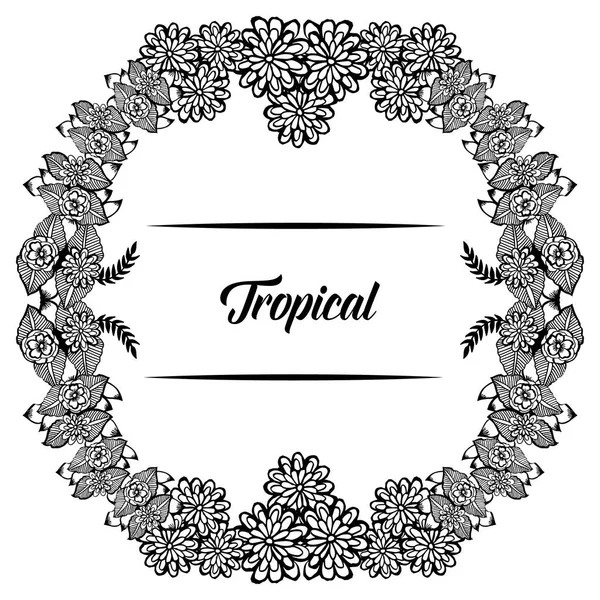 Quadro de grinalda bonita, lettering de tropical, com mola de conceito de design. Vetor — Vetor de Stock