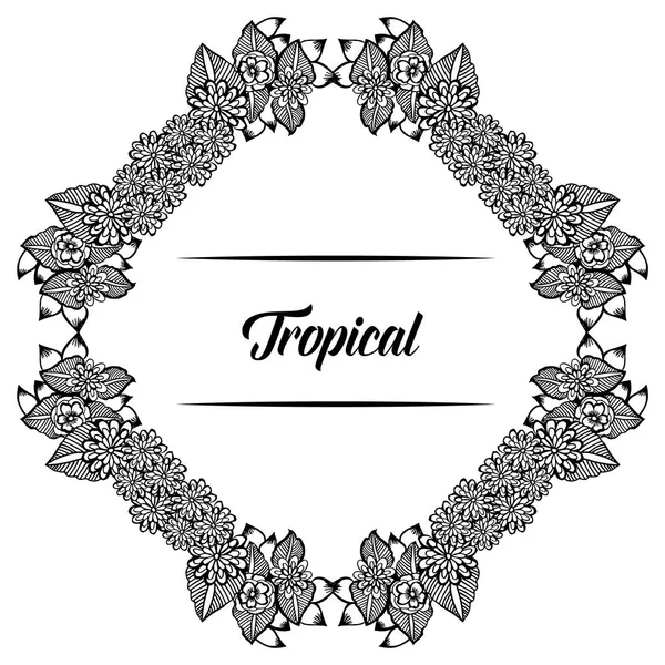 Naadloze patroon bloem frame, stijl uniek frame, voor concept tropische kaart. Vector — Stockvector