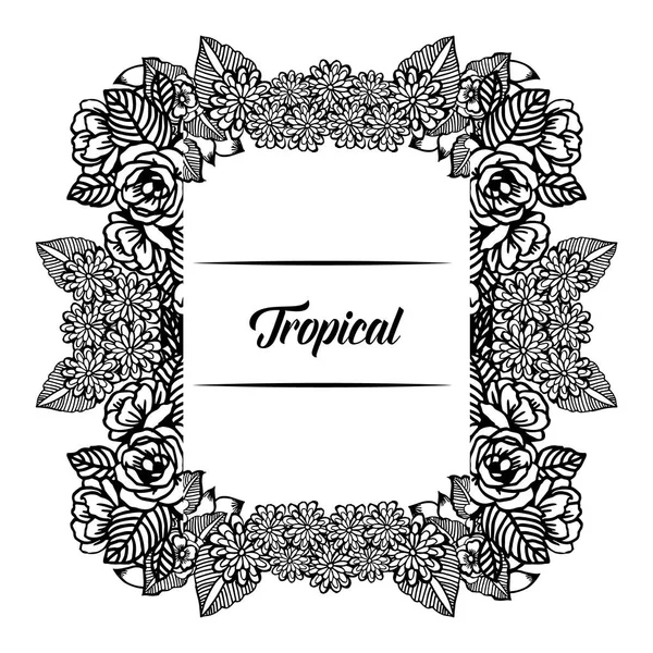 Vorm mooi van krans frame, geïsoleerd op een witte achtergrond, behang decoratie van tropische kaart. Vector — Stockvector