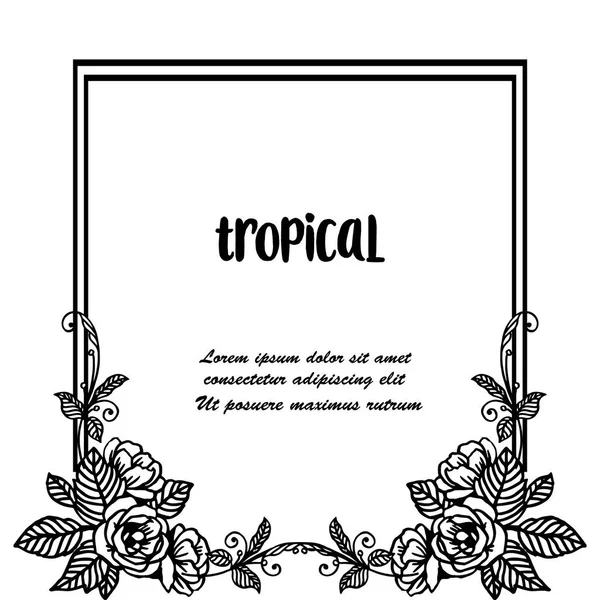 Banner com letras de tropical, ornamentado de moldura de coroa de primavera, isolado em um fundo branco. Vetor —  Vetores de Stock