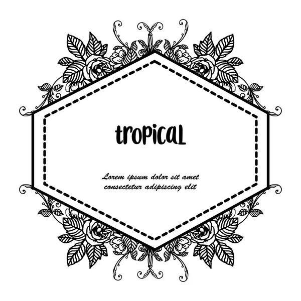 Definir moldura de flor vintage, lettering de tropical, para papel de parede cartões. Vetor —  Vetores de Stock