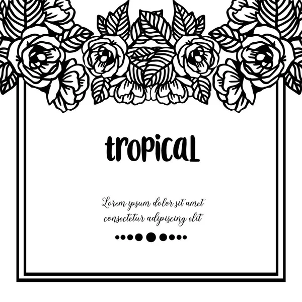 Diseño de fondo de la tarjeta, con concepto tropical, decoración marco de la corona de primavera. Vector — Vector de stock