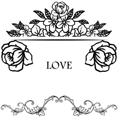 Özellik yaprakları ve çiçek çerçeve ile, kart aşk için element tasarımı romantik. Vektör