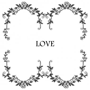 Özellik yaprakları ve çiçek çerçeve ile, kart aşk için element tasarımı romantik. Vektör