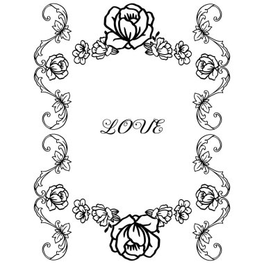 Sevgi tebrik kartı, soyut beyaz arka plan, gül çelenk çerçeve ile. Vektör