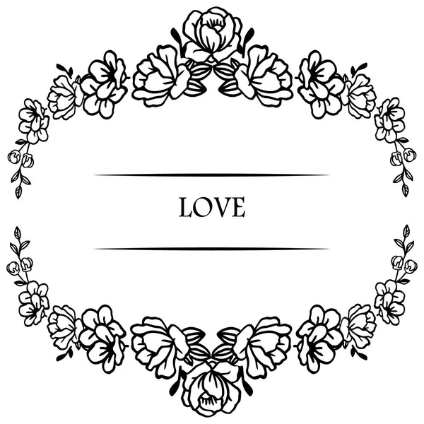 Elemento de design romântico para o amor de cartão, com folhas de recurso e moldura de flor. Vetor — Vetor de Stock