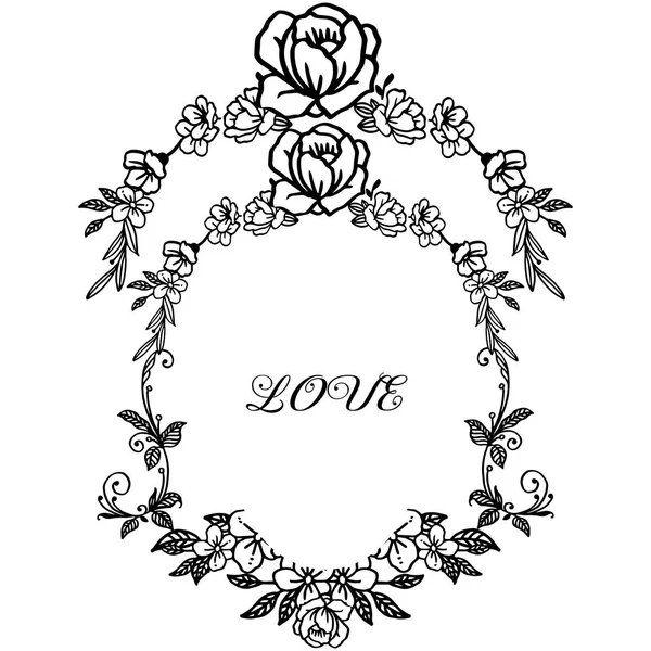 Carte de vœux d'amour, fond blanc abstrait, avec cadre en couronne rose. Vecteur — Image vectorielle