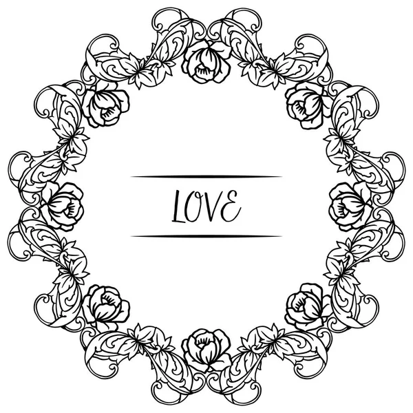 Benzersiz yaprak çiçek çerçevesi süslü, aşk metin kartı için yerleştirin. Vektör