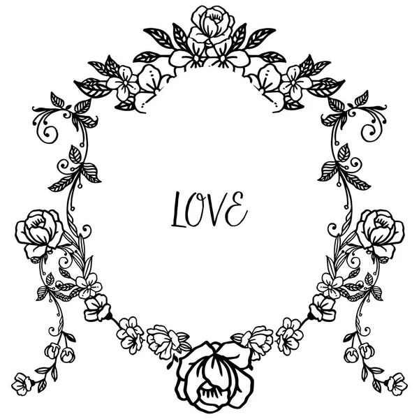 Benzersiz yaprak çiçek çerçevesi süslü, aşk metin kartı için yerleştirin. Vektör