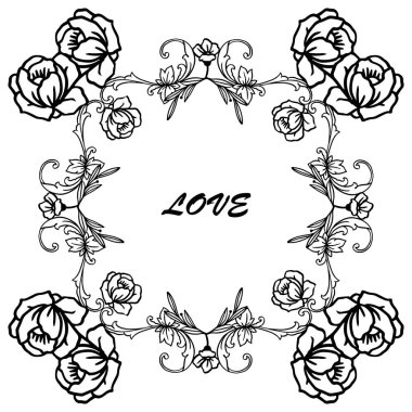 Zarif gül çelenk çerçeve, aşk, romantik el yazısı posteri için. Vektör