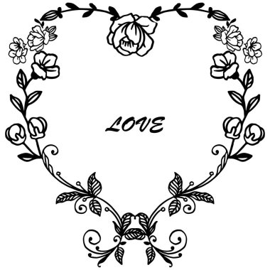 Kart aşk için çerçeve çeşitli süslü, gül çiçek sınırında romantik ifade. Vektör