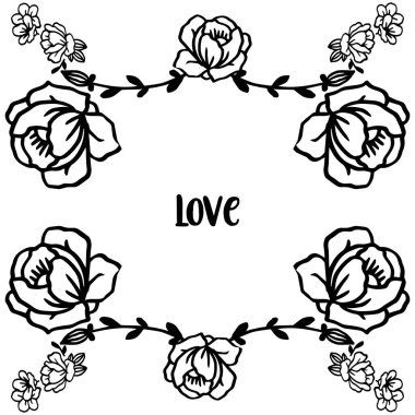 Doku modern gül çelenk çerçeve ile metin aşk için sevimli kart. Vektör