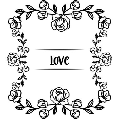 Doku modern gül çelenk çerçeve ile metin aşk için sevimli kart. Vektör