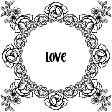 Güzel duvar kağıdı yaprağı çiçek çerçeve ile kart aşk Şablonu. Vektör