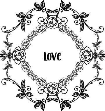 Güzel duvar kağıdı yaprağı çiçek çerçeve ile kart aşk Şablonu. Vektör