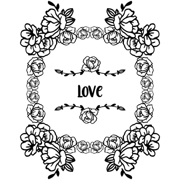 Modelo de amor cartão, com bela folha de papel de parede moldura floral. Vetor — Vetor de Stock