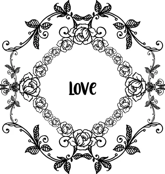 Plantilla de amor de tarjeta, con hermoso marco floral de hoja de papel pintado. Vector — Vector de stock