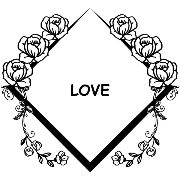 Vários banner do amor, com moldura de flor de folha única de arte. Vetor — Vetor de Stock