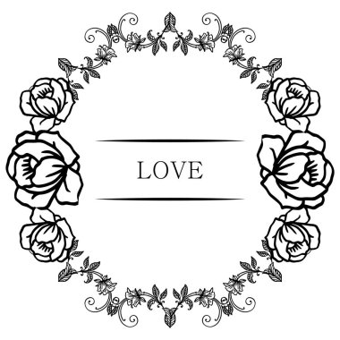 Kart aşk Şablonu, gül çiçeği çerçeve çiçeği motifi ile çok güzel. Vektör