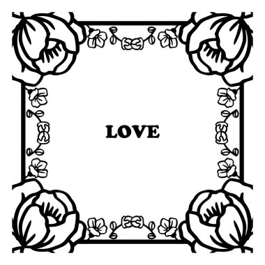 Soyut gül çelenk çerçevesi ile aşk Kavramı şablon kartı. Vektör