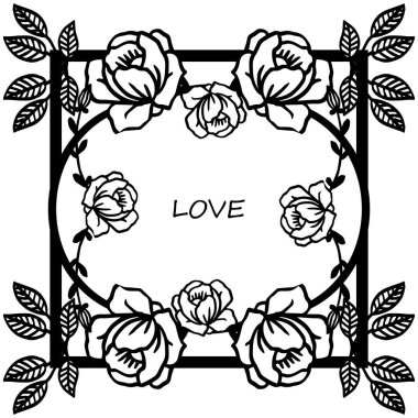 Tasarım güzel kart aşk için gül çiçek çerçeve çeşitli kalabalık. Vektör