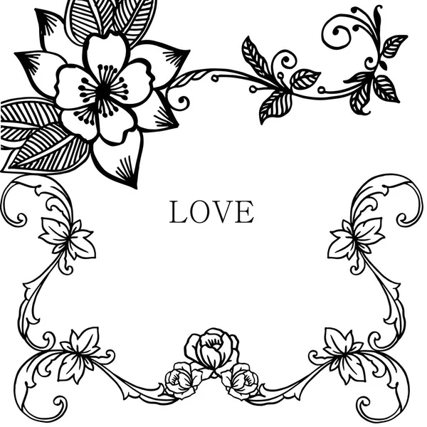 Cartão simples de amor, isolado no fundo branco, com vários moldura de grinalda forma elegante. Vetor — Vetor de Stock