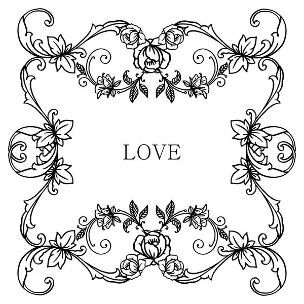 Kart aşk Şablonu, gül çiçeği çerçeve çiçeği motifi ile çok güzel. Vektör