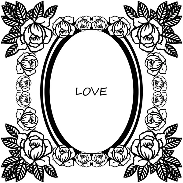 Különböző tömeg Rózsa virág keret, a design szép kártya szerelem. Vektor — Stock Vector