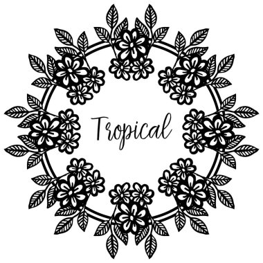 Tasarım çelenk çerçeve, kart tropikal süslü için. Vektör