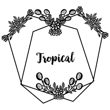 Tropikal arka plan tasarım kartları, vintage çiçek çerçeve ile. Vektör