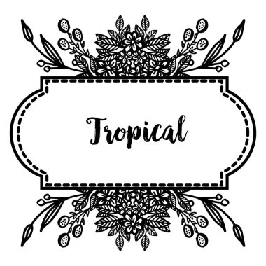 Tropik, kartların çeşitli şekil, tasarım güzel çiçek çerçeve yazı. Vektör