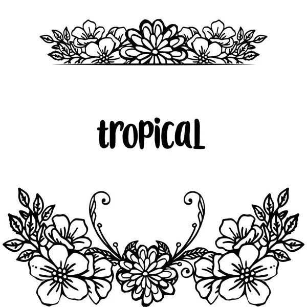 Decoração bela moldura de flores, para vários cartões de conceito tropical. Vetor —  Vetores de Stock