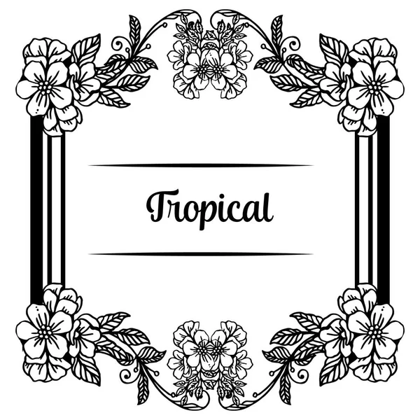 Sieraad schattig bloem frame, decoratie van concept Tropical, vorm van kaart. Vector — Stockvector