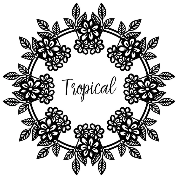 Marco de corona de diseño, para adornado de tarjeta tropical. Vector — Vector de stock