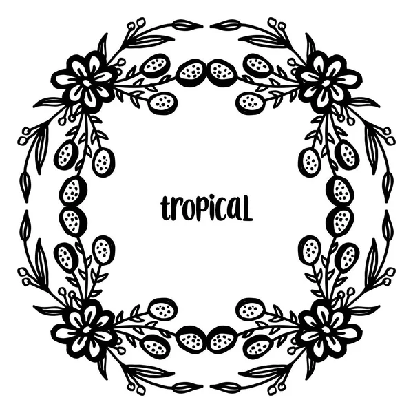 Tarjetas de diseño de fondo tropical, con marco de flores vintage. Vector — Vector de stock