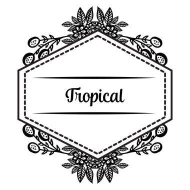 Bahar çiçek çerçeve kalabalık, tropikal kartlarıdekorasyon kutlama. Vektör